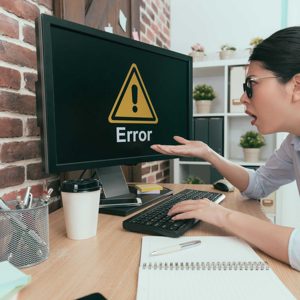 sadness suit woman sitting on working desk