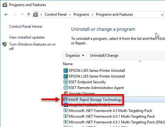 Update or uninstall Intel Rapid Storage Technology