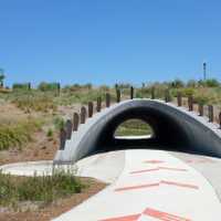 IRIVNE, CALIFORNIA - JULY 11, 2019: Benchmark Underpass in the Bosque Area of the Great Park open space trail system.