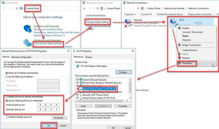 Change DNS IPv4 settings