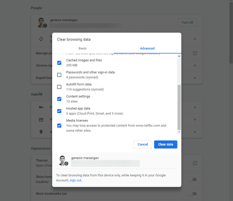 Clear browser cache