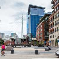 Denver, Colorado, USA-August 31, 2014. Biking on weekend in downtown Denver, Colroado.