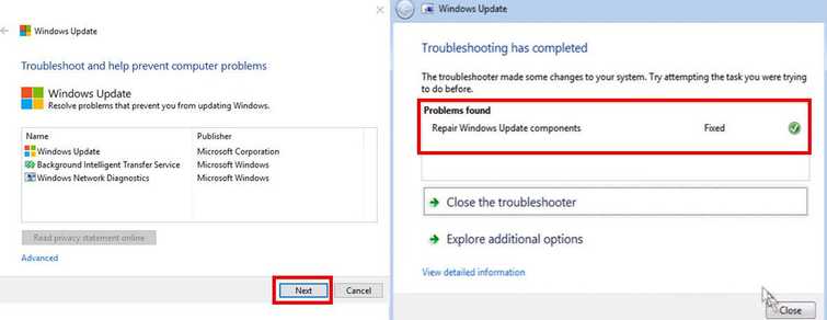 Run Windows Update Troubleshooter and Microsoft Easy fix 50202