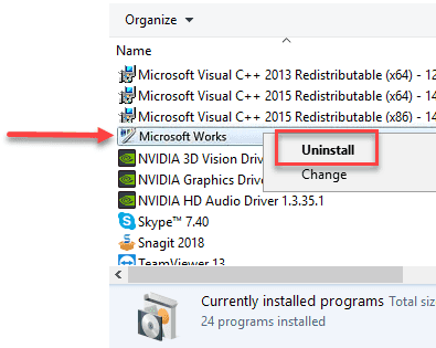 Uninstall Microsoft work