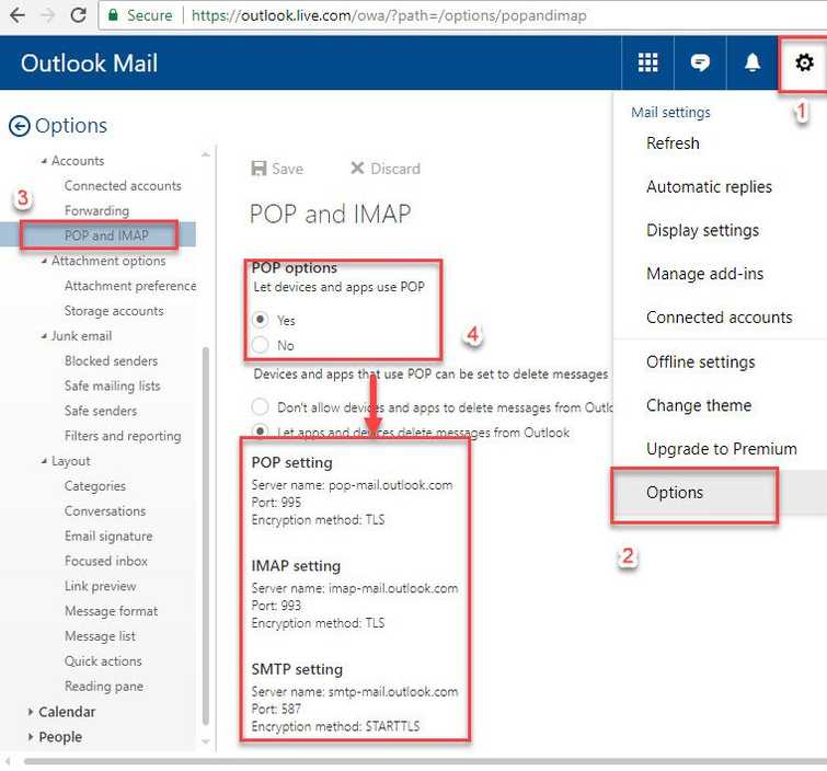 hotmail outlook preview settings