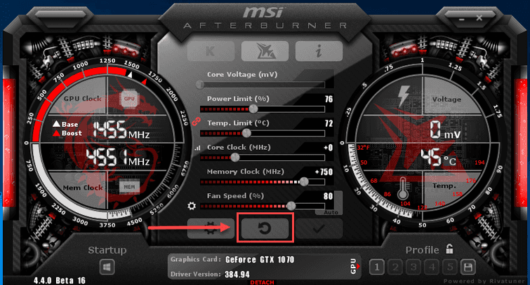 Disable GPU overclocking/ underclocking tool