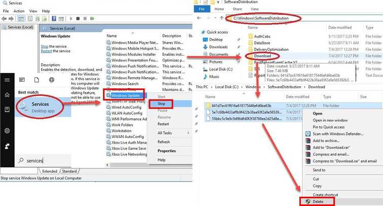 Delete SoftwareDistribution and run DISM command with sfc /scannow command