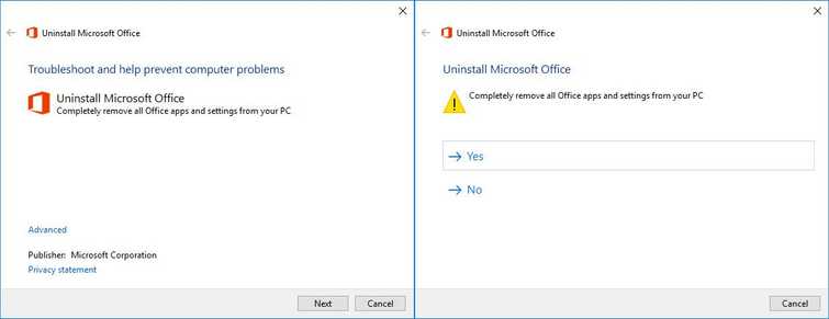 Run MS Office uninstaller by Microsoft