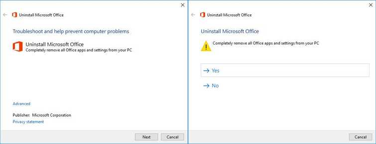 Run MS Office Uninstaller by Microsoft