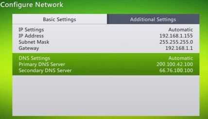 Check DNS setting for Gaming Console