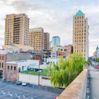 Birmingham, AL - October 7, 2019: City skyline of Birmingham from Richard Arrington Blvd Bridge