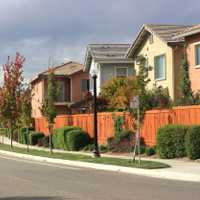 Row of houses in suburban neighborhood