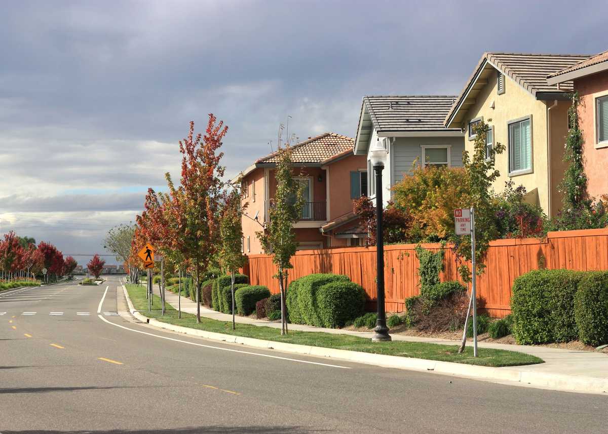 Row of houses in suburban neighborhood