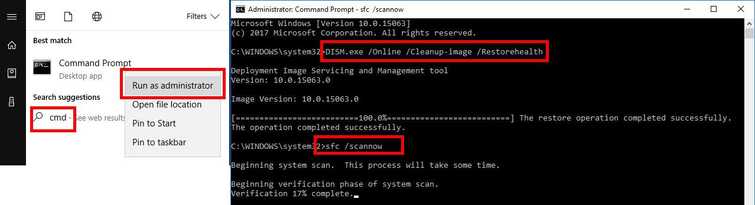 Run DISM command with sfc /scannow command