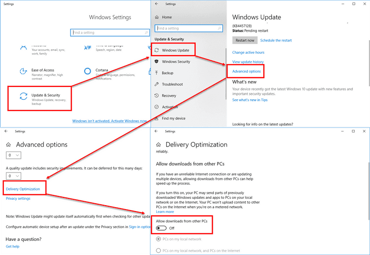 Disable Allow Download from other PCs