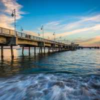 The Belmont Pier at sunset, in Long Beach, California.