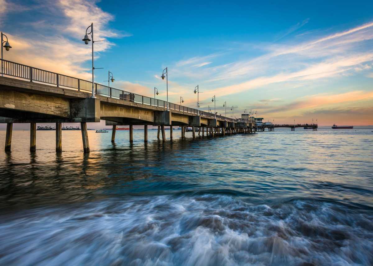 The Belmont Pier at sunset, in Long Beach, California.